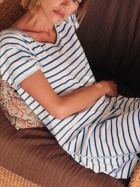 LAKE Pajama *Pink & Green* Striped Night Dress